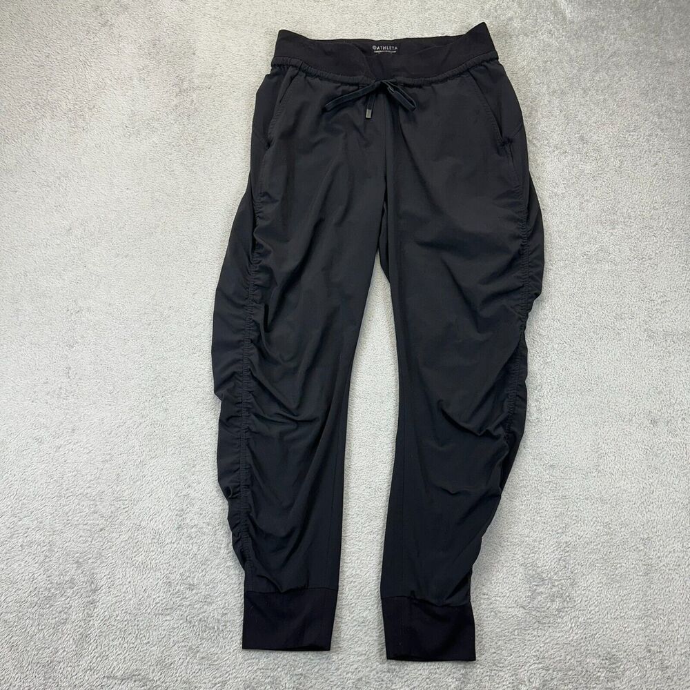 Athleta Women's Attitude Pant Ruched Leg Joggers Black Size 4 Stretch Casual